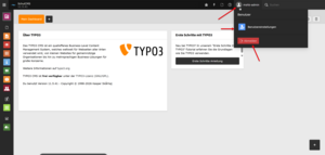 Sreenshot Backend nach Anmeldung Profil