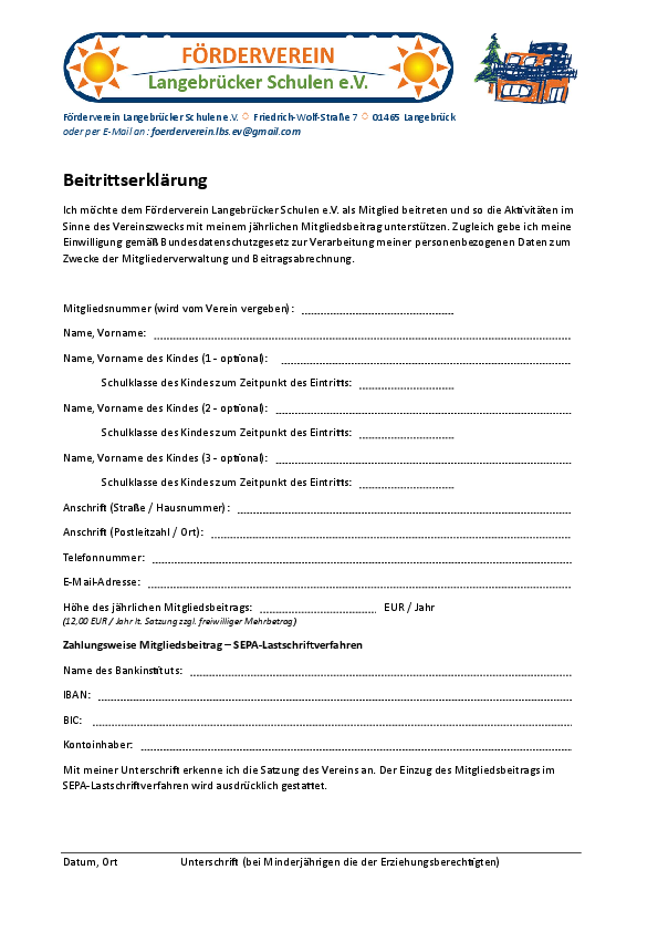 Beitrittserklärung FVLS