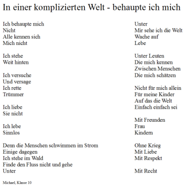 Gedicht Eines Schulers 25 Oberschule Am Pohlandplatz