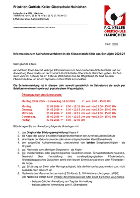 Informationen zum Aufnahmeverfahren