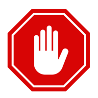 rotes Schild mit einer Stopphand dadauf