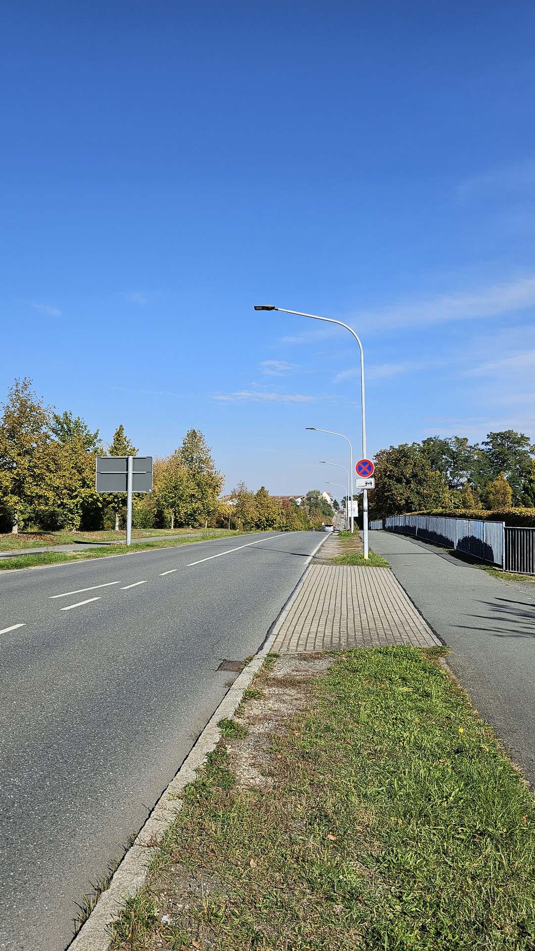 Bild der Straße mit Verkehrszeichen absolutes Halteverbot