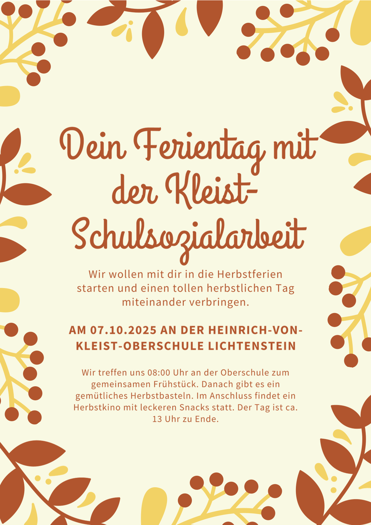 Dein Ferientag mit der Kleist-Schulsozialarbeit