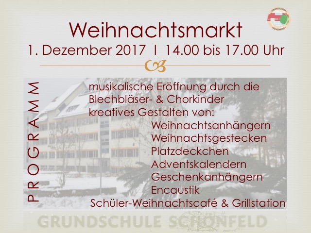 Weihnachtsmarkt Grundschule Schönfeld