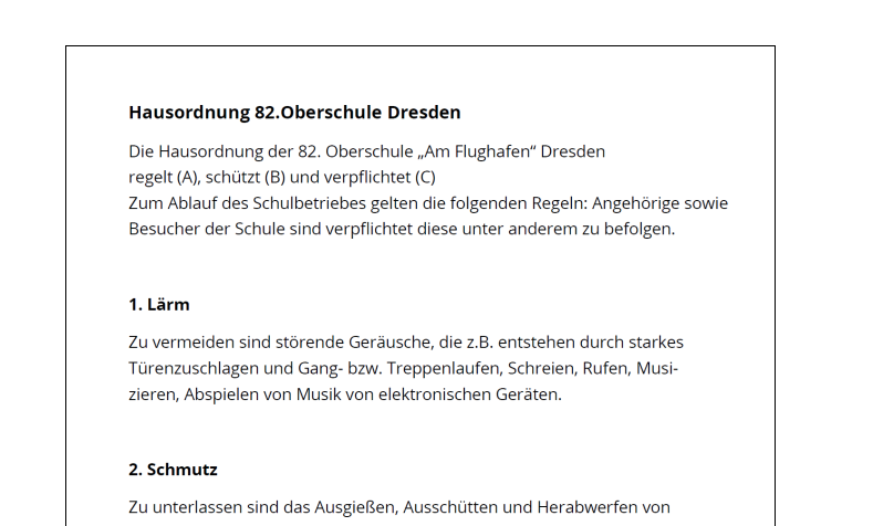 Hausordnung unser Schule